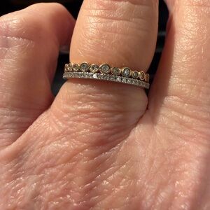 Helzberg Diamonds Two-Tone Diamond Ring - 10k Yellow and White Gold size 7